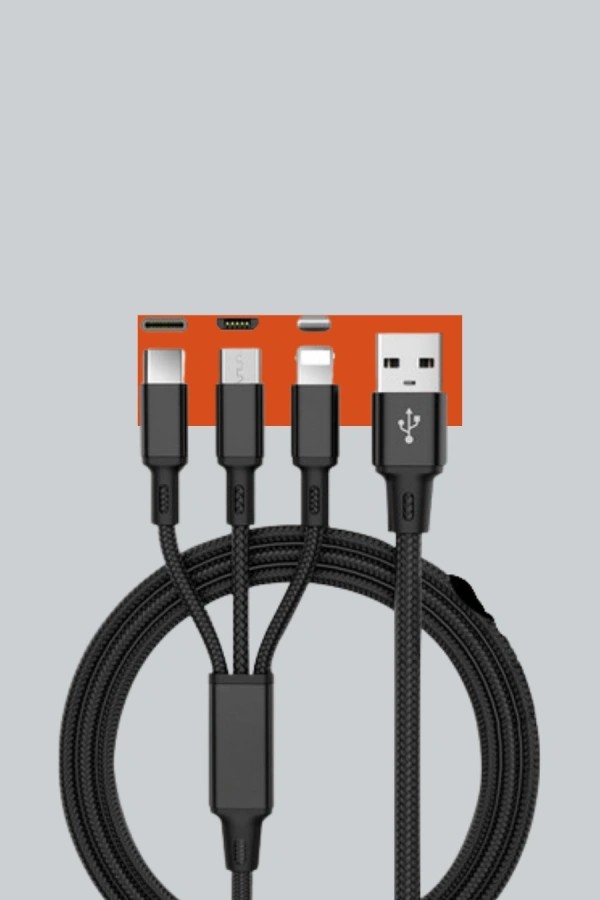 3’ü 1 Arada Hızlı Şarj Kablosu – iOS Android Type-C Uyumlu