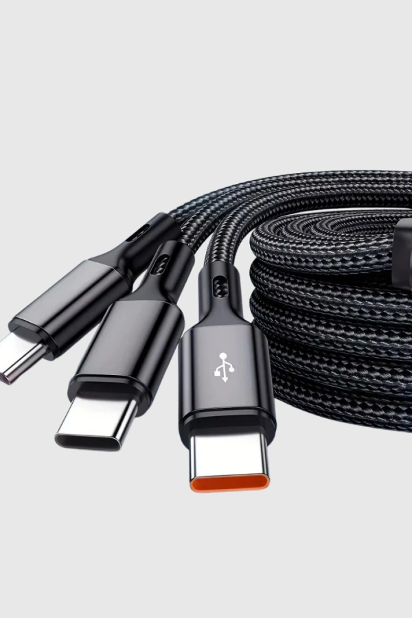 3’ü 1 Arada Hızlı Şarj Kablosu iOS Android Type-C Uyumlu ve Dayanıklı