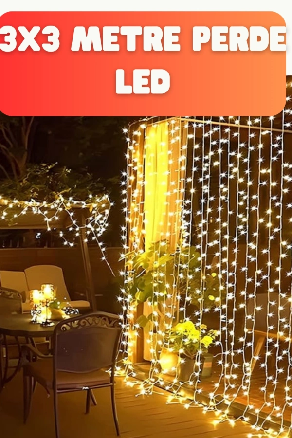 3x3 Metre Şelale LED Perde Işık İç Dış Mekân Dekorasyonu