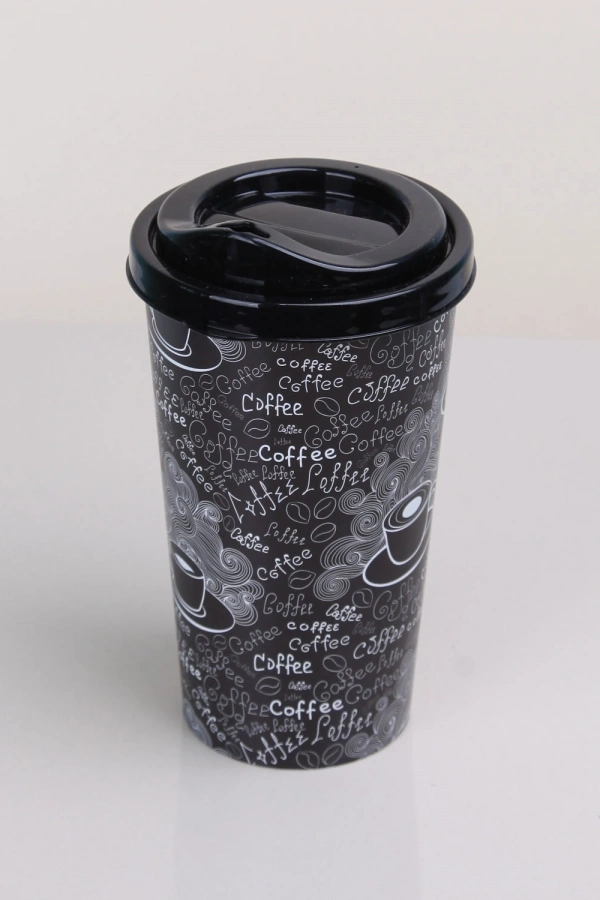 4 Adet Kahve Bardağı - Kapaklı Desenli 400ML