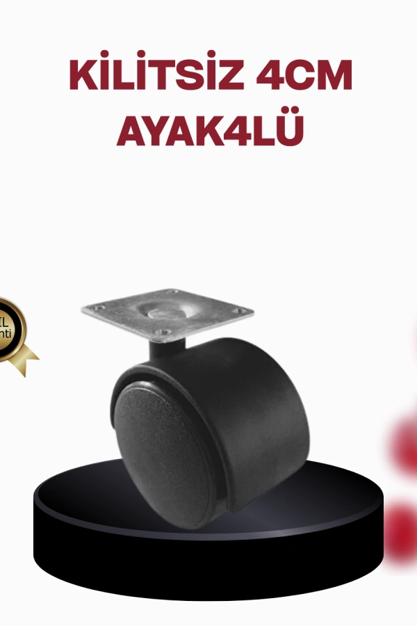 4 cm Döner Ayak Kilitsiz 4 Adet Mobilya ve Sehpa Ayağı