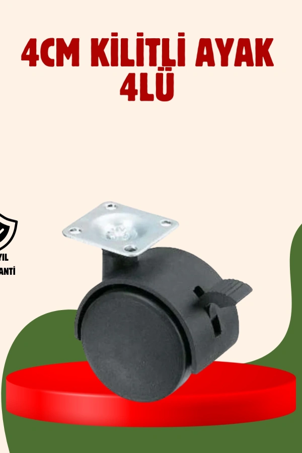 4 cm Kilitli Döner Ayak 4 Adet Sehpa ve Mobilya Ayağı