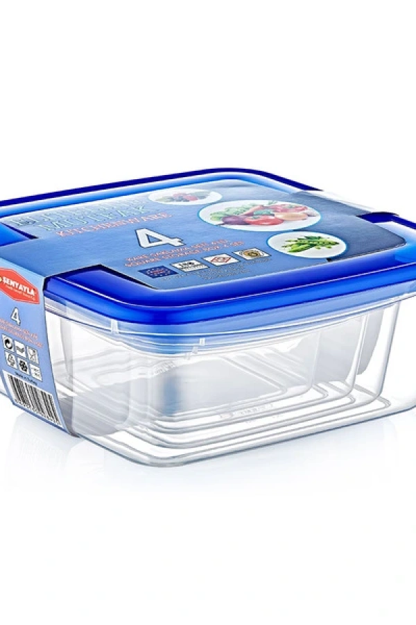 4lü Kare Saklama Kabı Seti