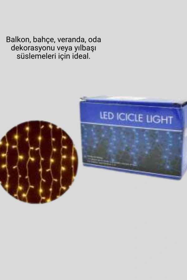 4 Metre Icicle Şelale Led Perde Işık Sarı Aydınlatma