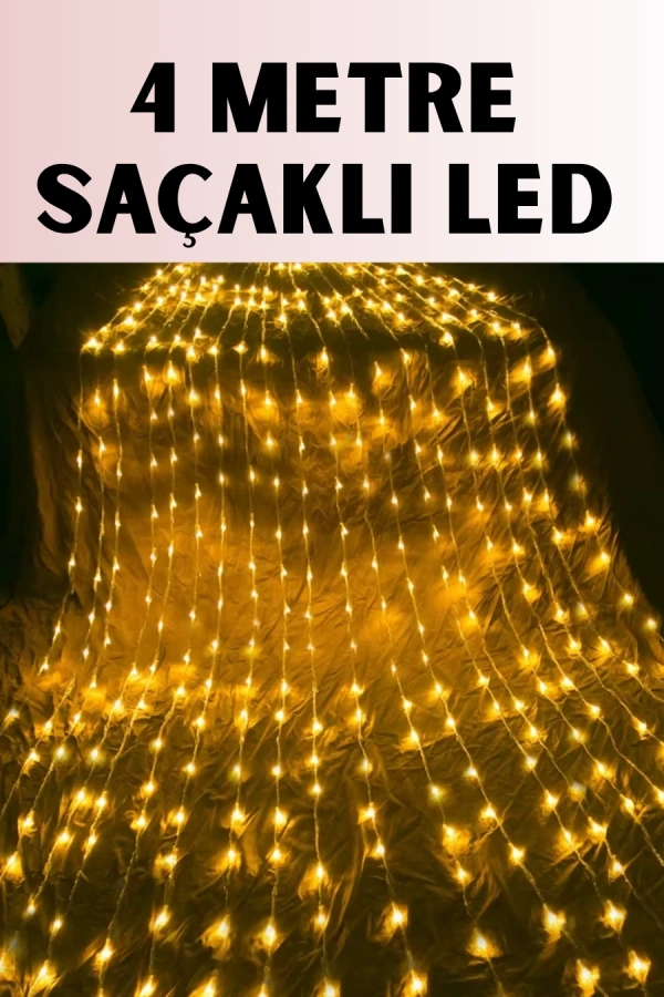 4 Metre Icicle Şelale Led Yılbaşı Perde Işık Sıcak Ambiyans
