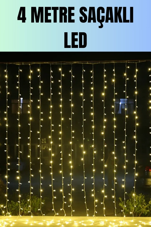 4 Metre Yılbaşı Şelale Led Perde Işık Ev Bahçe Dekor