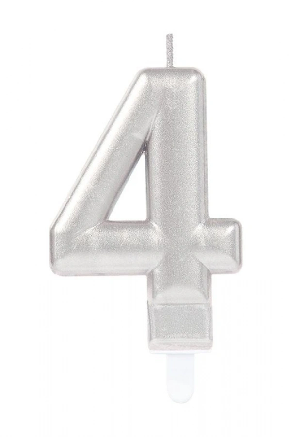 4 Rakamı Mum Gümüş Renk