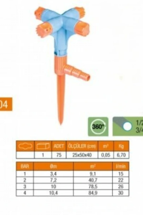 4 Yönlü & Normal Sprink Fıskiye (Kısa Meme)