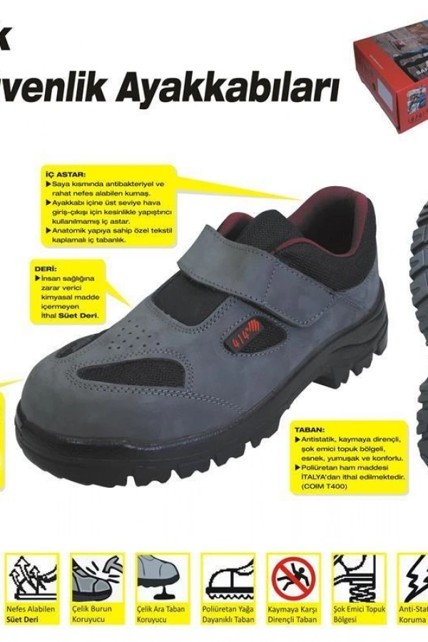 414 YAZLIK S1 44 No Çelik Burunlu Ayakkabı