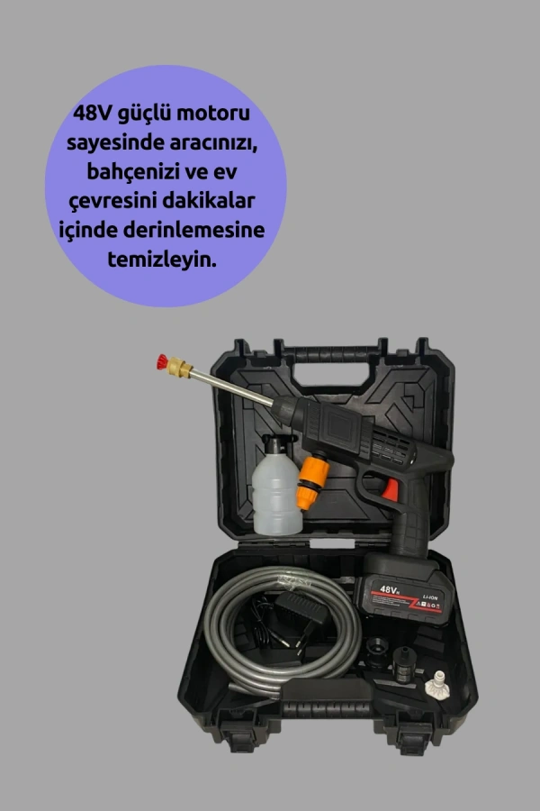 48V Şarjlı Basınçlı Yıkama Makinesi Kablosuz Su Tabancası