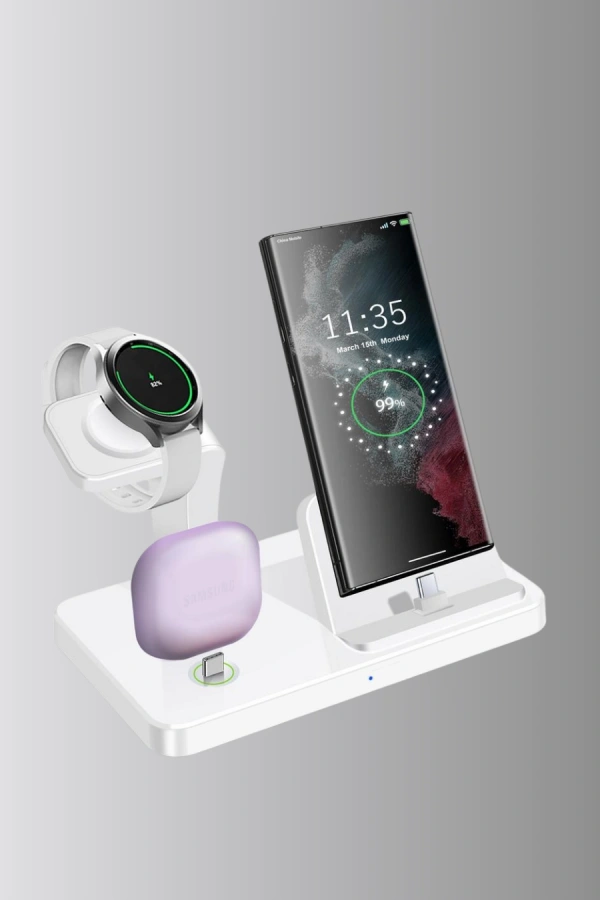 4’lü Apple Kablosuz Şarj Standı iPhone Watch ve AirPods Çoklu Şarjlı