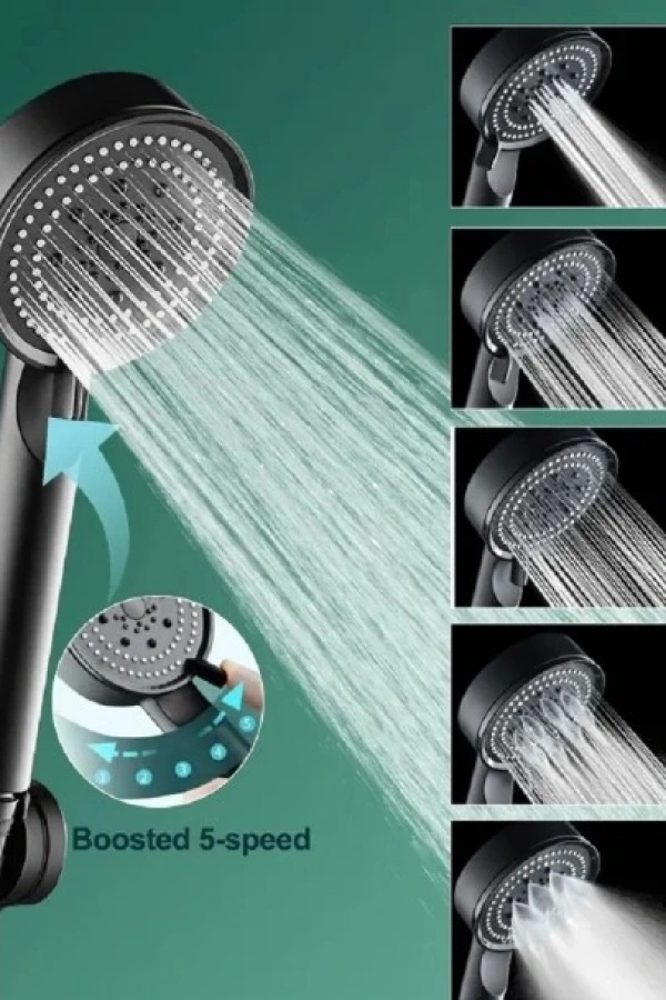 5 Kademeli Duş Başlığı Siyah