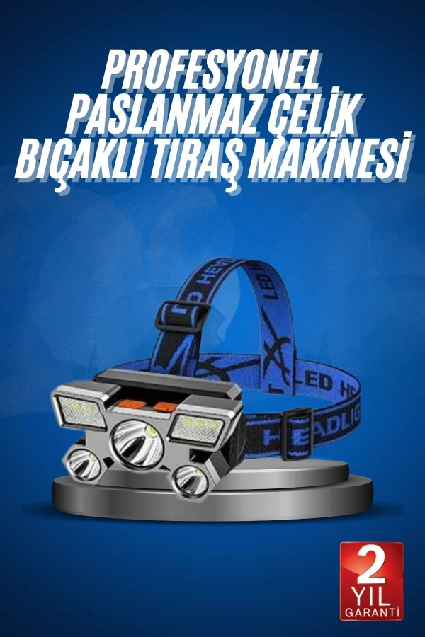 5 LED Far Şarj Edilebilir Güçlü Kafa Lambası Kamp Lambası 4 Modlu