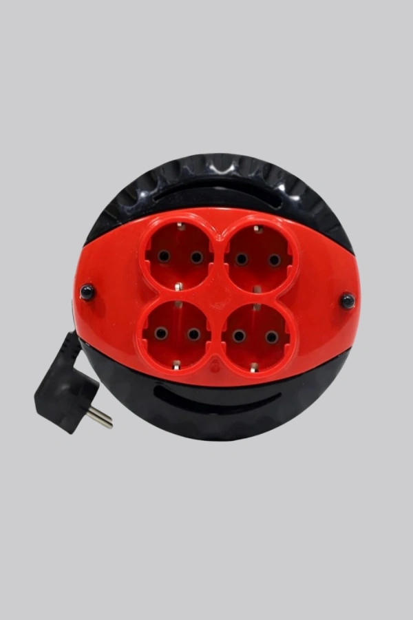 5 Metre Kablolu 4’lü Kırmızı Priz Makara