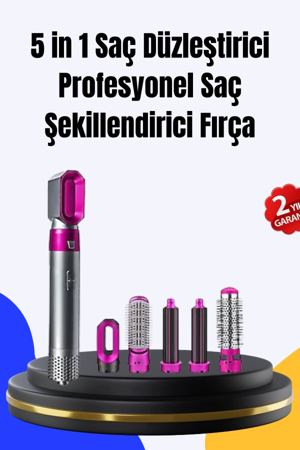 5 Parça Saç Şekillendirme Seti Düzleştirme Dalga ve Bukle Yapma