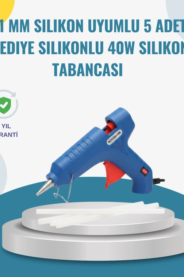 5 Silikon Hediyeli 40W Sıcak Silikon Tabancası Pratik Güçlü Kullanım