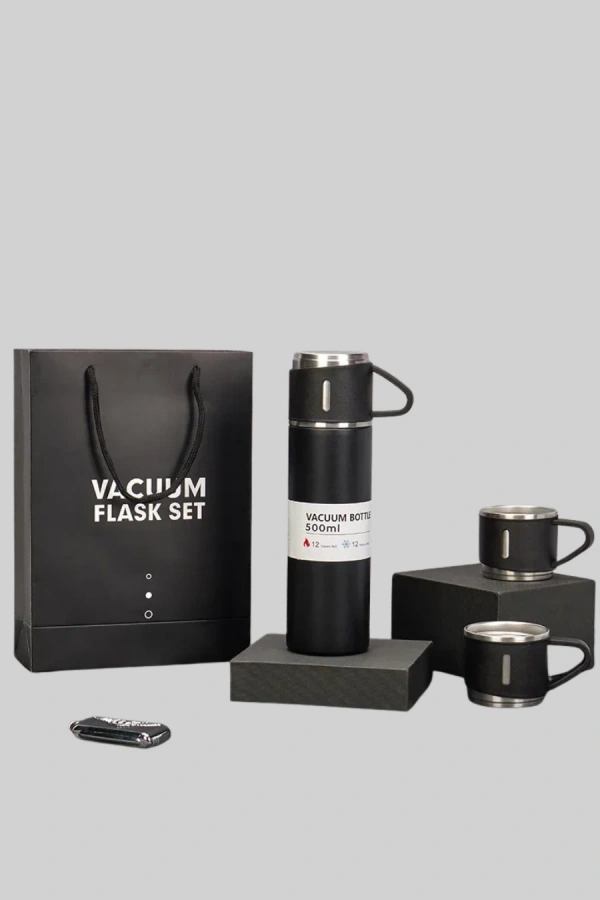 500 ml Isı Korumalı Çelik Termos ve Bardak Seti | Silikon Tabanlı, Şık ve Pratik