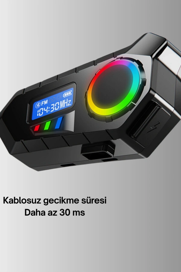 500mAh Bataryalı Bluetooth 5.4  İnterkom LED Ekranlı FM Destekli