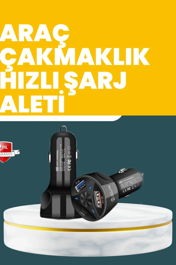 55W Hızlı Şarj Araç Çakmaklık Adaptörü QC 3.0 PD