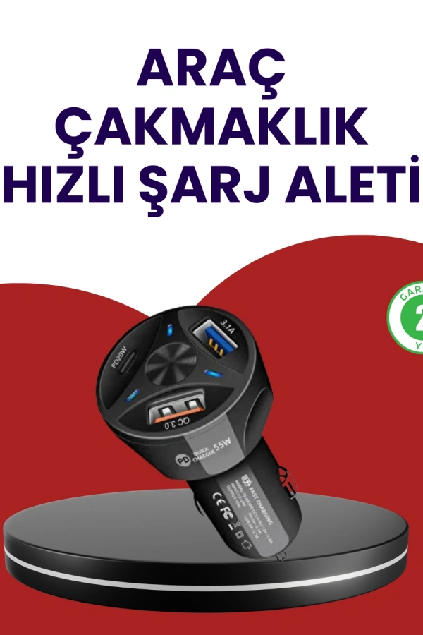 55W PD ve Quick Charge 3.0 Destekli Polygold Araç Şarj Adaptörü