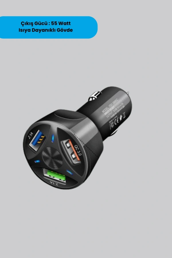 55W PD ve Quick Charge 3.0 Destekli Polygold Araç Şarj Adaptörü