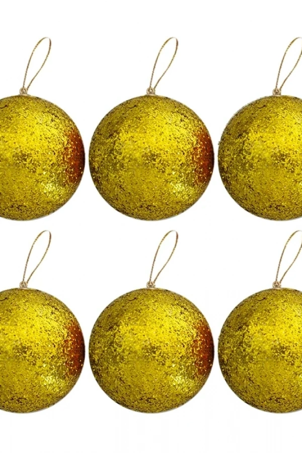 5cm Simli Strafor Top Ağaç Süsü 6lı Gümüş