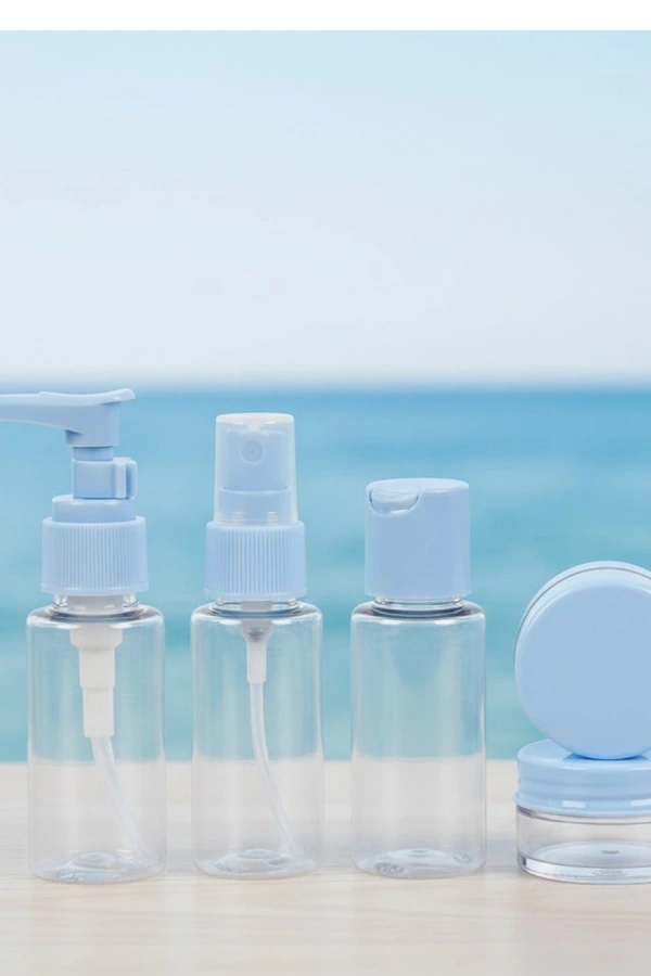 5’li Seyahat Dolum Şişe Seti 30 ml Şeffaf Taşıma Çantalı