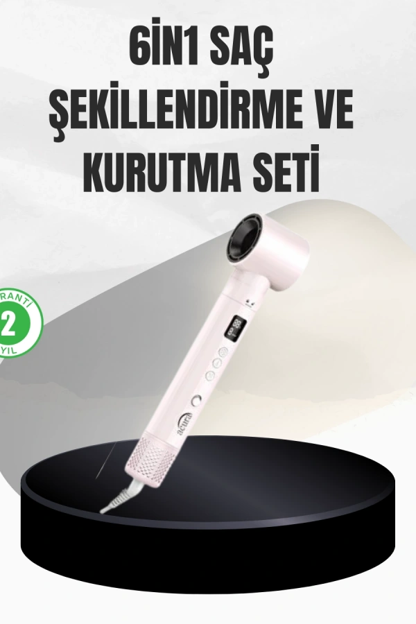 6 Başlıklı Hızlı Kurutma ve Bukle Şekillendirme Seti