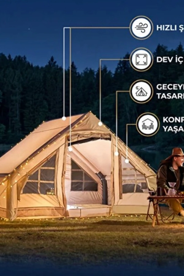 6 Kişilik Şişme Kamp Çadırı - 4 Mevsim - Dev İç Hacim