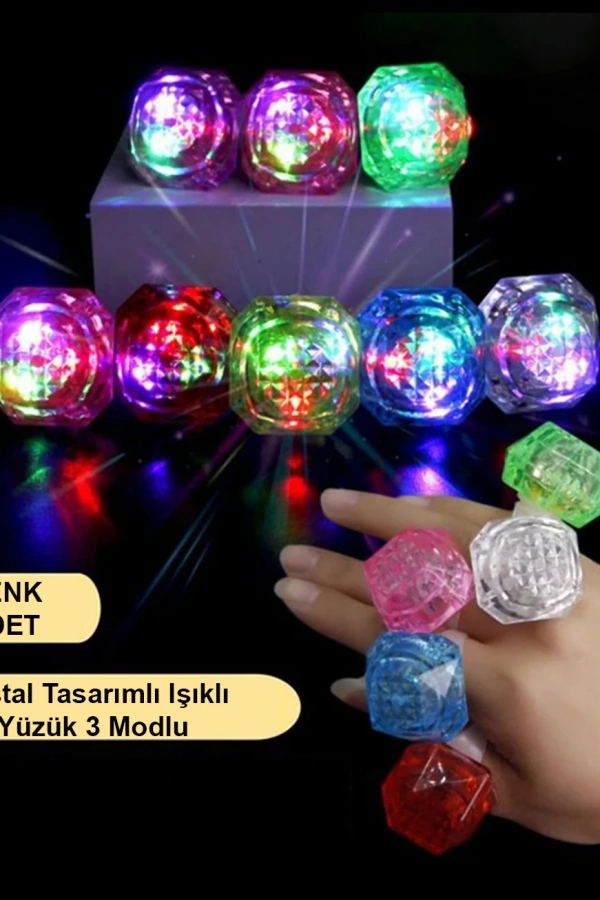 6lı Kristal LED Parti Yüzük Seti