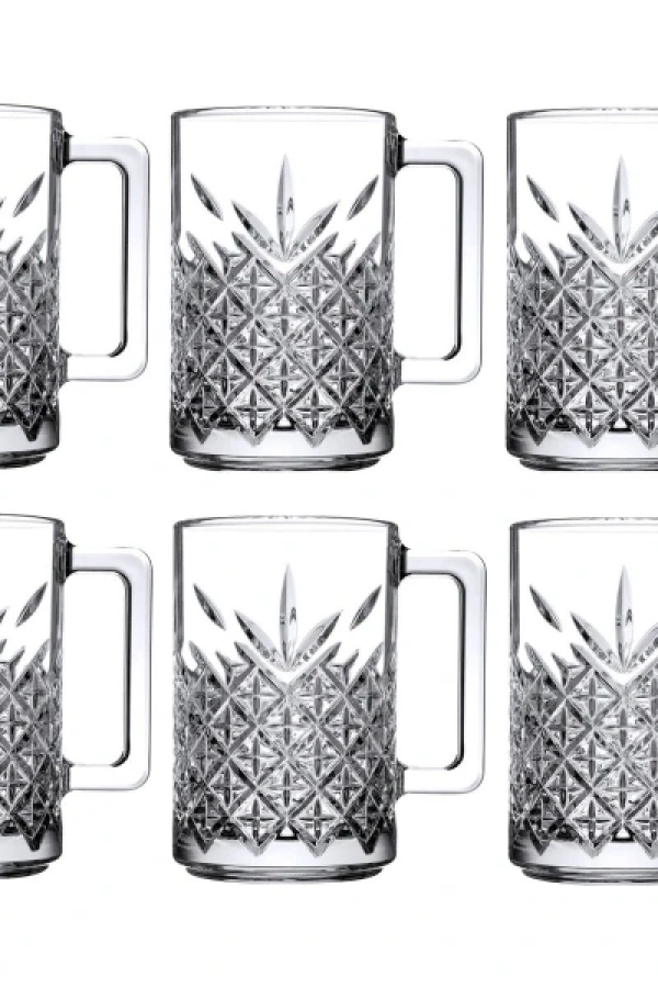6lı Kulplu Kristal Meşrubat Bardağı