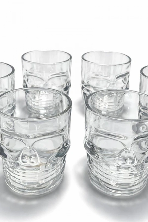 6lı Kurukafa Şeffaf Cam Shot Bardağı Seti 6x5 cm