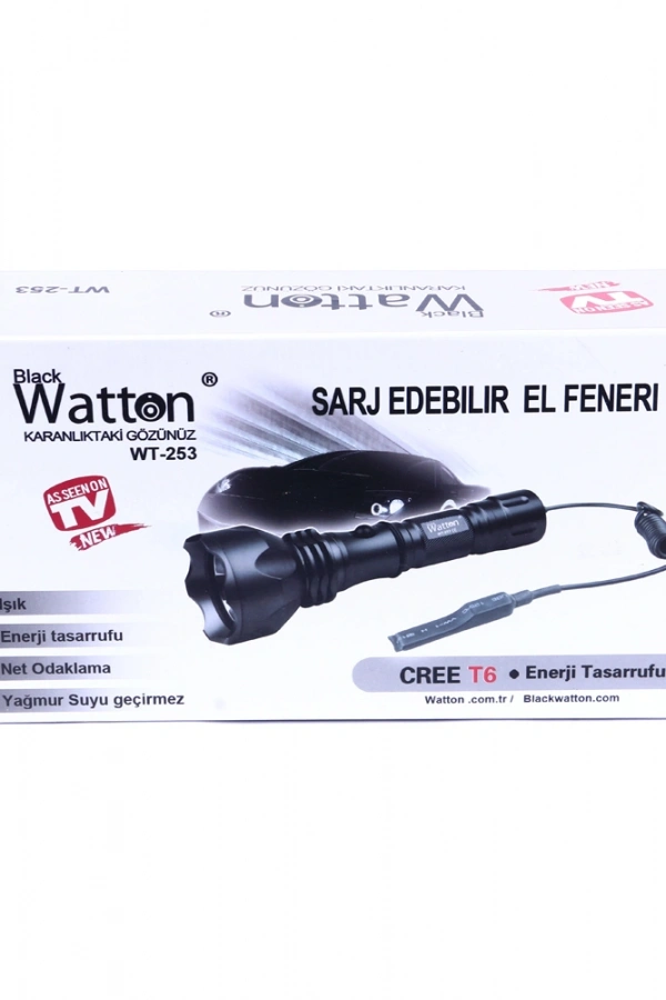 Orjinal 600 Lümen Tx6 Şarjlı Özel Avcı Feneri Watton Wt-253