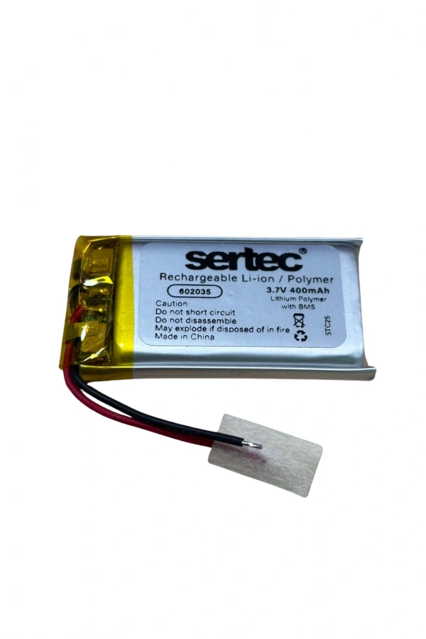 Sertec 602035 3.7V 400mAh Li-Polymer Pil (Devreli/1.5A)
