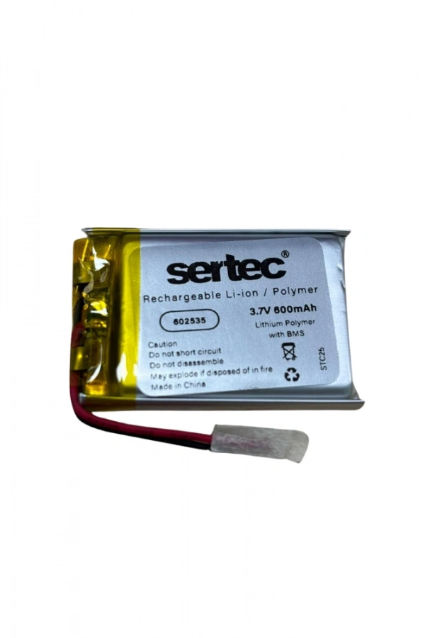 Sertec 602535 3.7V 600 MAh Li-Polymer Pil (Devreli/1.5A)