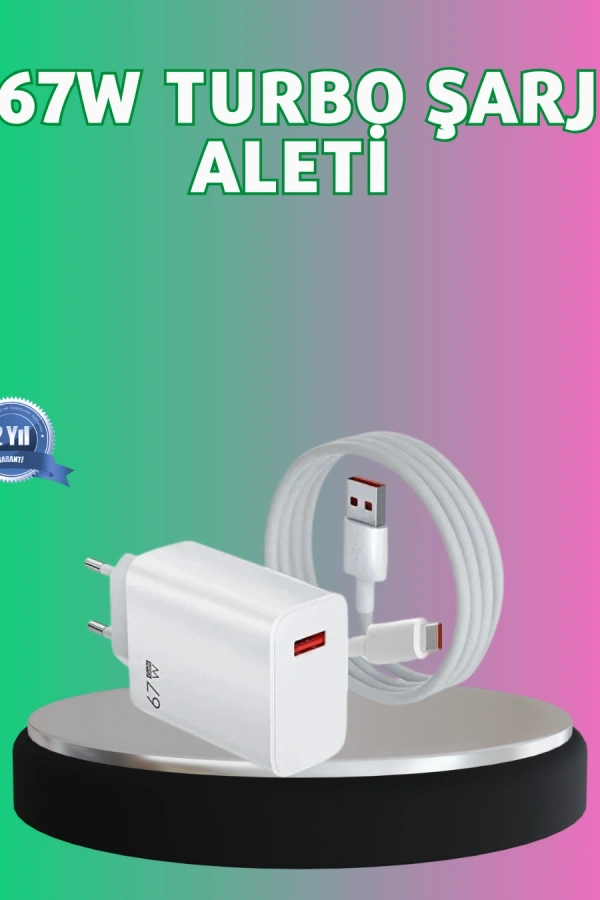 67 Watt Güçlü Turbo Şarj Aleti Samsung Note 10 Note 20 Uyumlu