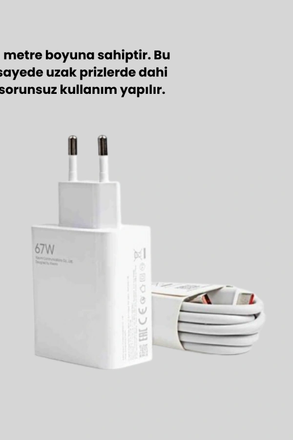 67 Watt Type C Şarj Adaptörü Poco X3 X4 X5 Pro Uyumlu
