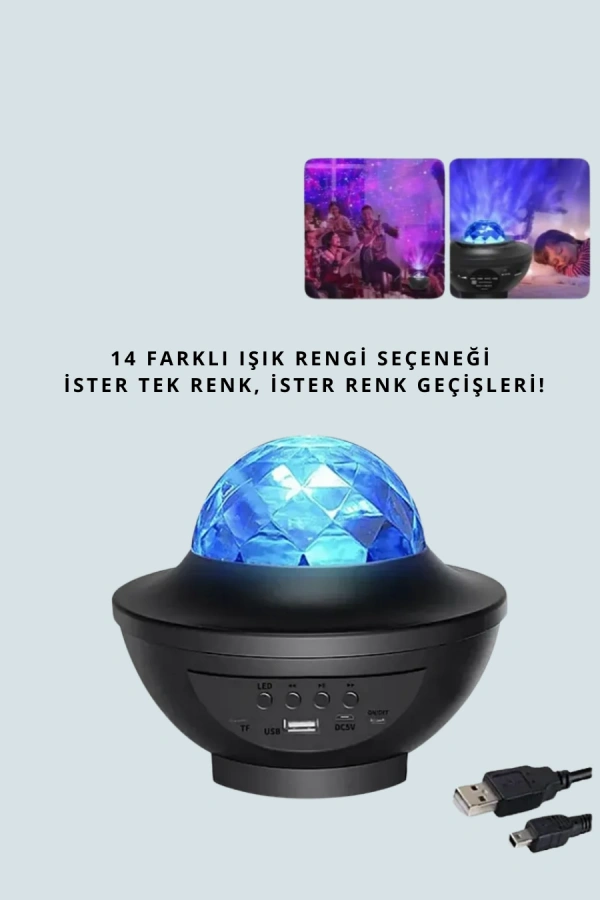 Bluetooth & USB Müzik Çalar Gece Lambası – 50 m² Kapsama, Uzaktan Kumanda