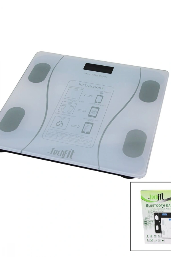 BLUETOOTH -VÜCUT ANALİZLİ DİJİTAL BASKÜL TERAZİ 180KG/50G YAĞ -SU -KAS ORAN -BMI -ODA ℃ TF-1075