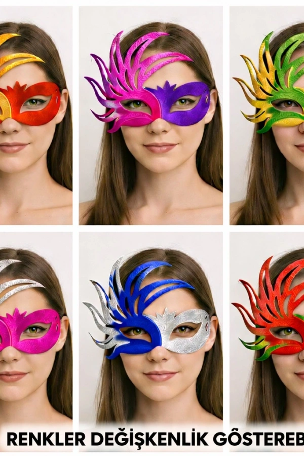 6’lı Çift Renkli Venedik Karton Parti Maskesi Seti