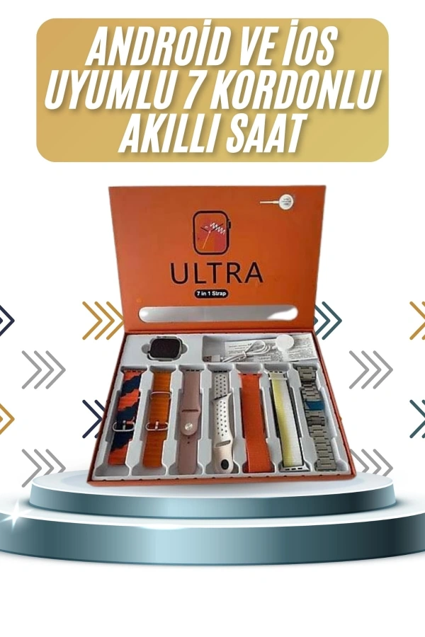 7 Kordonlu Akıllı Saat Plastik Kordon Hasır Kordon Çelik Kordon