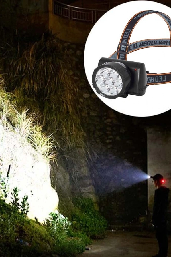 7 Ledli Şarjlı Baret Kafa Lambası Wt-701