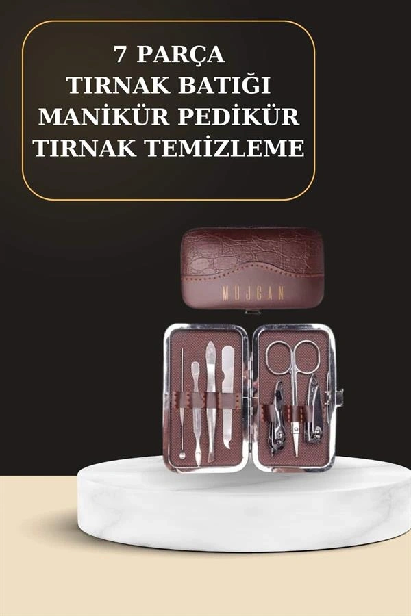 7 Parça Manikür Pedikür Seti El Ayak Bakımı Çantalı Paslanmaz Çelik