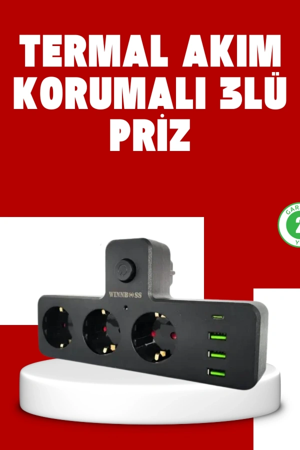 7 Portlu Çoklu Priz USB ve Type-C Girişli Akıllı Güç Ünitesi