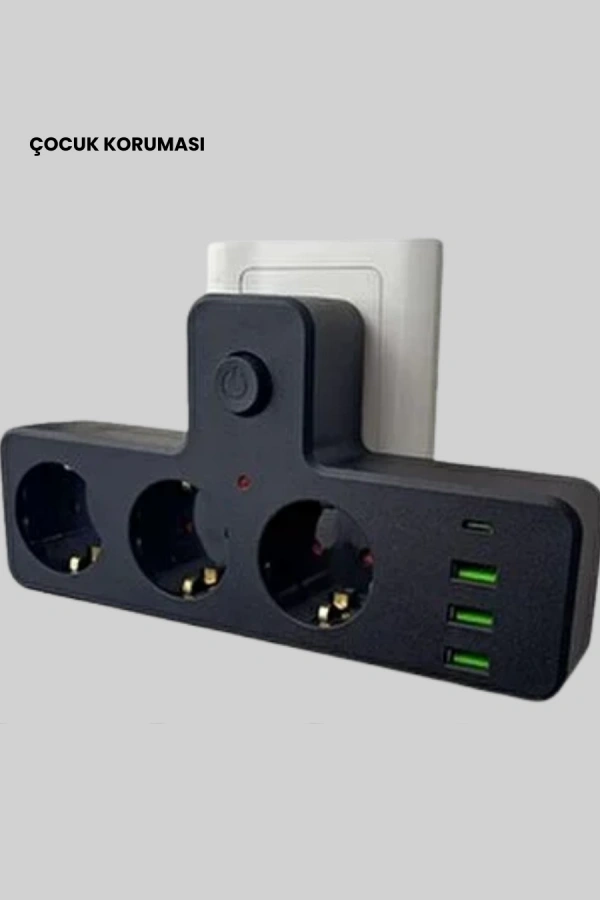 7 Portlu Çoklu Priz USB ve Type-C Girişli Akıllı Güç Ünitesi