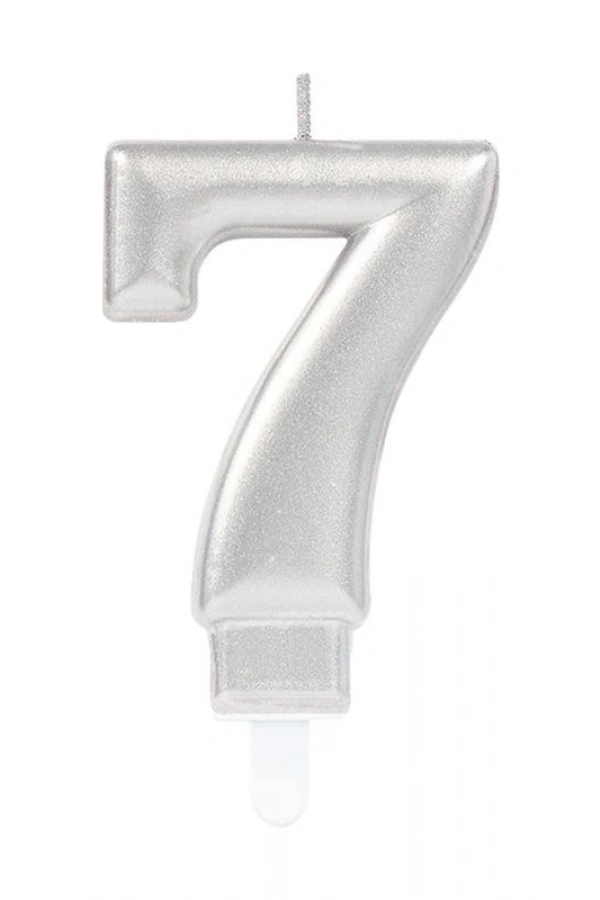 7 Rakamı Mum Gümüş Renk