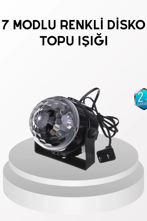 7 Renk Modlu Müzik Sensörlü Disko Topu – LED Işıklı Parti Aydınlatması