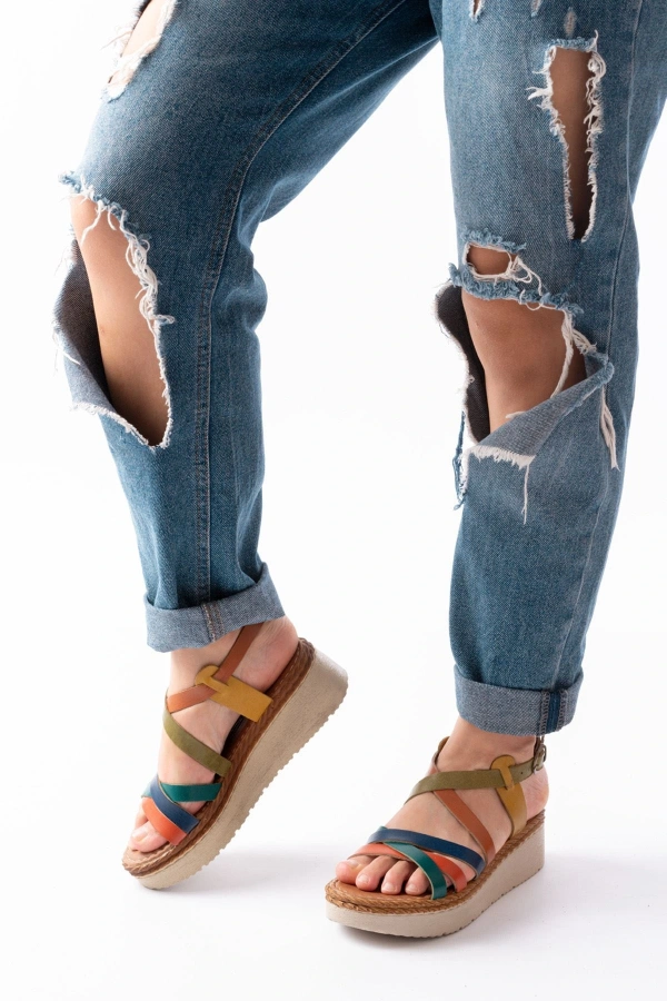 730-153 Multi Ortopedik Hakiki Deri Dolgu Kadın Sandalet