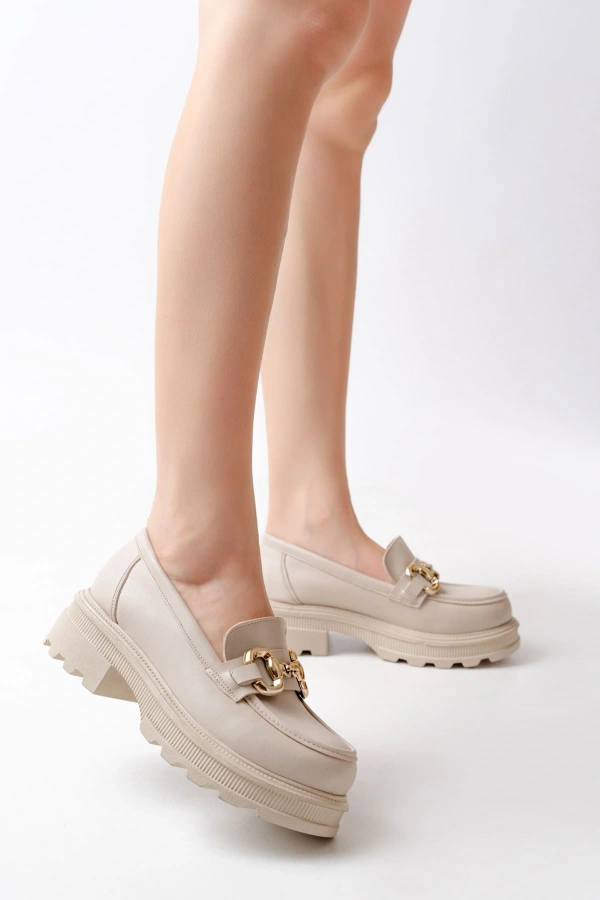 745-773 Bej Günlük Yüksek Tabanlı Loafer Ayakkabı