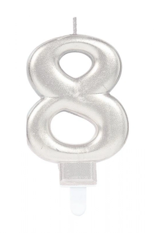 8 Rakamı Mum Gümüş Renk